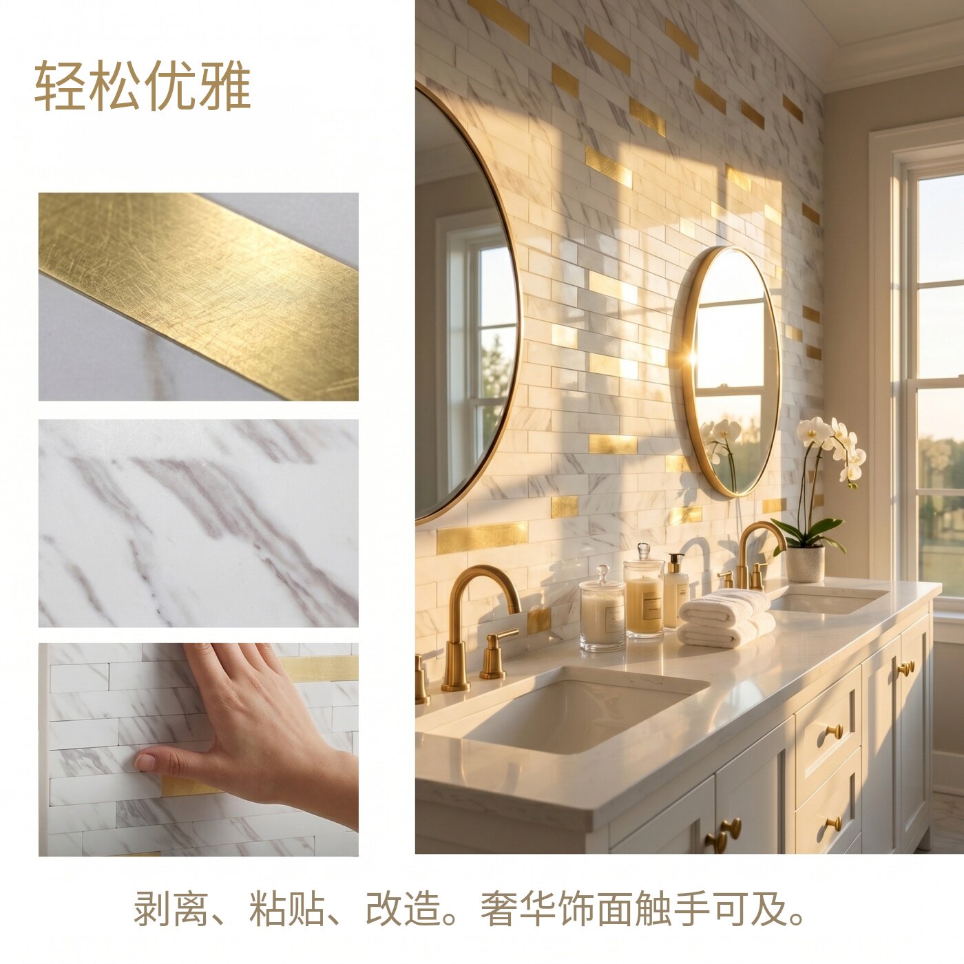 diy墙砖北欧家装马赛克瓷砖墙贴自粘仿石材墙纸厨房卫生间背景墙