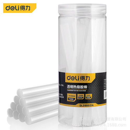(deli) 11*140mm*21支 高粘性热熔胶枪胶棒胶条桶装DL390021A
