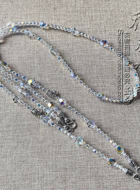 镀彩水晶刻面超亮4毫米泰银项链