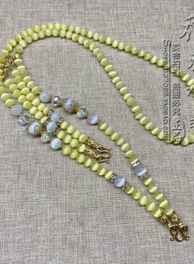 黄猫眼唐卡项链金色配件泰国佛牌双层毛衣挂链可定制其他款式