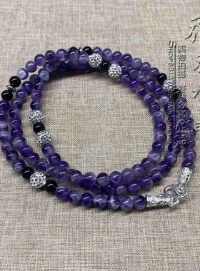 天然梦幻紫水晶毛衣项链银色泰国佛牌挂链可定制其他款式