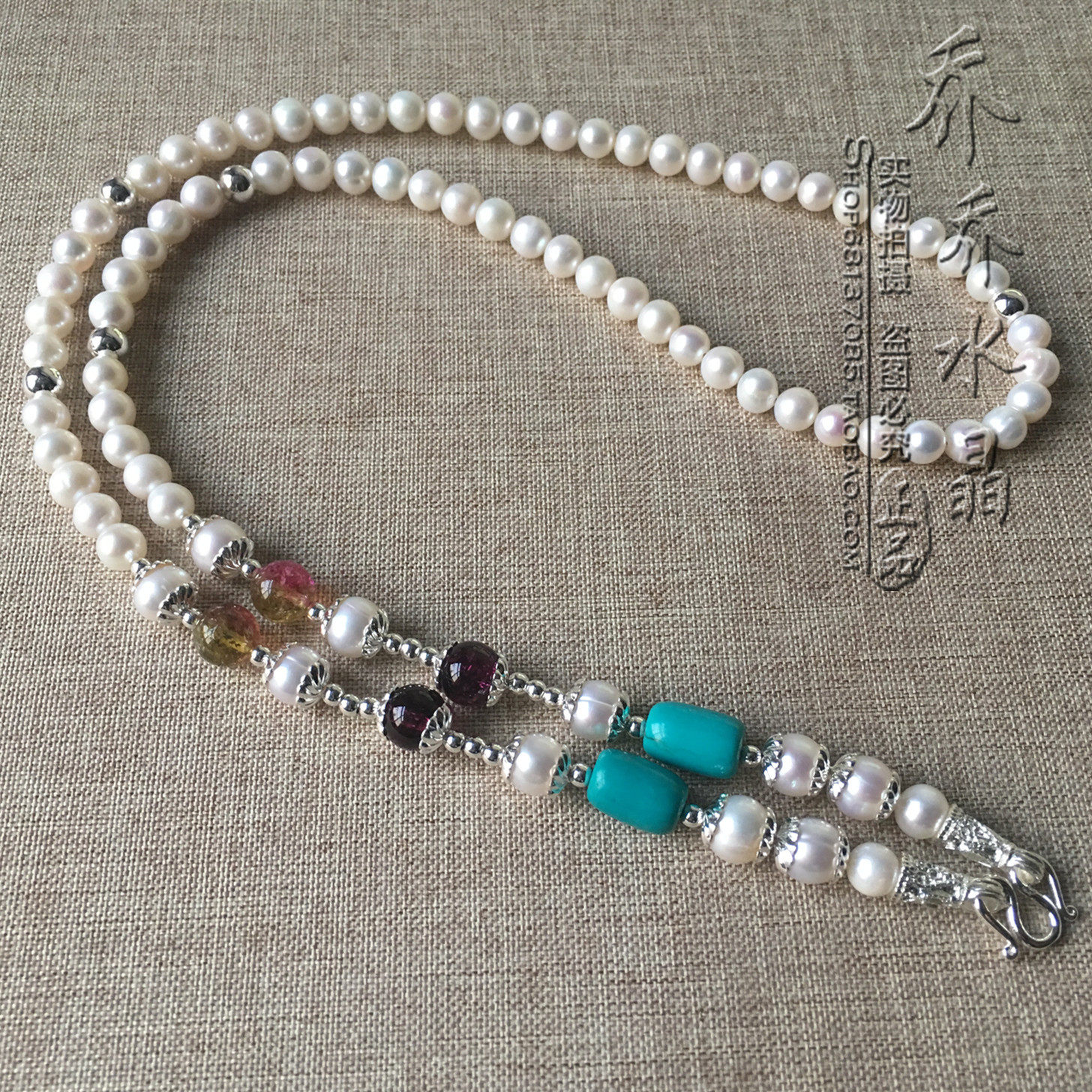 天然珍珠项链 银色泰国佛牌挂链可定制其他款式