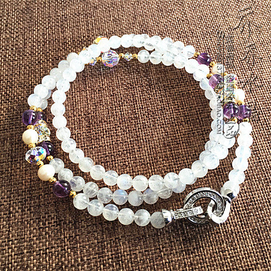 天然蓝月光石毛衣项链银色泰国佛牌挂链可定做其他款式