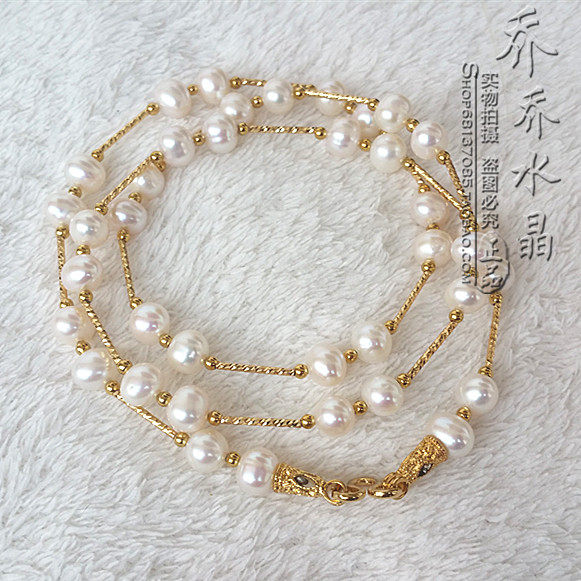 天然珍珠项链 金色泰国佛牌挂链 毛衣项链可定制其他款式