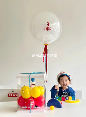 红色生日HBD贴双层波波球材料包