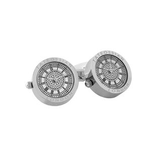 礼物 钉轻奢银色男士 英国袖 扣之王TateossianRT钟表盘伦敦大本钟袖