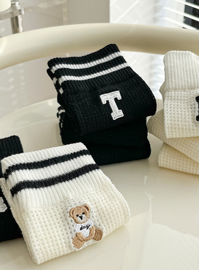 二杠袜子女夏季薄款网眼堆堆袜镂空中筒袜潮白色短袜棉质女袜超薄