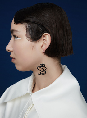 三线缠绕耳环女款白色Ciao.巢系列设计师 饰品耳饰