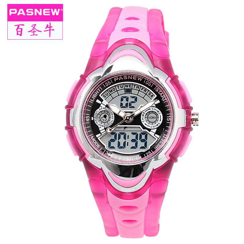 百圣牛儿童电子表男孩女孩学生多功能夜光户外防水运动手表