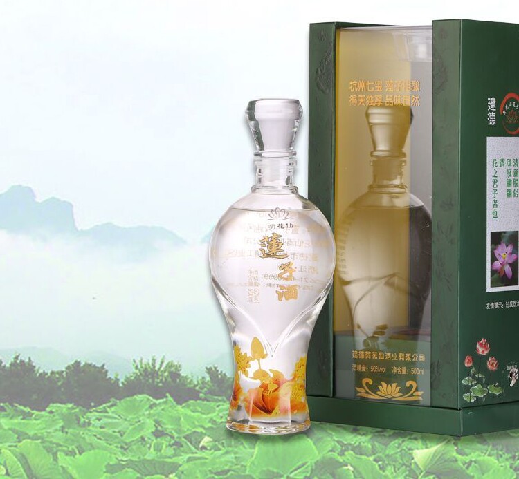 建德特产 荷花仙白酒 50度莲子酒纯莲酿造500ml礼盒瓶装清香白酒