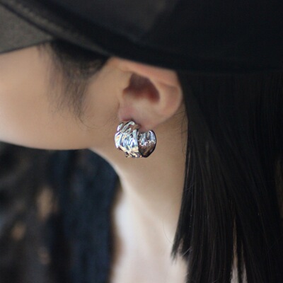 跨境流行小众设计耳饰925银针简约高级感冷淡风肌理耳环女 44284