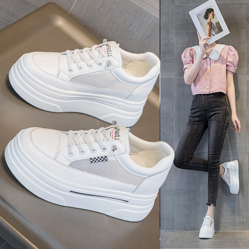 2026新款休闲风内增高小白鞋女春季透气厚底运动鞋百搭增高鞋8CM