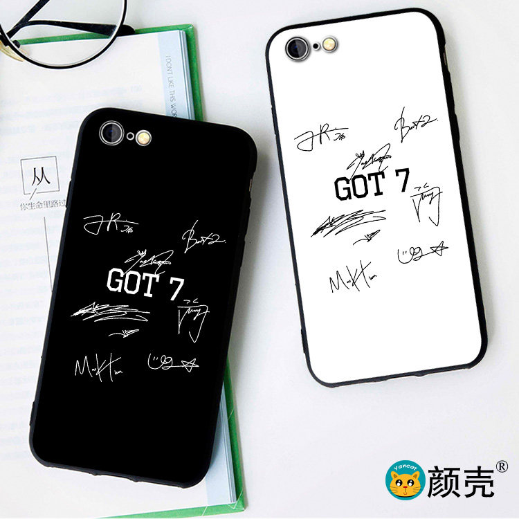 GOT7王嘉尔签名XR苹果XSMAX手机壳8plus磨砂适用于6s硅胶防摔X软5