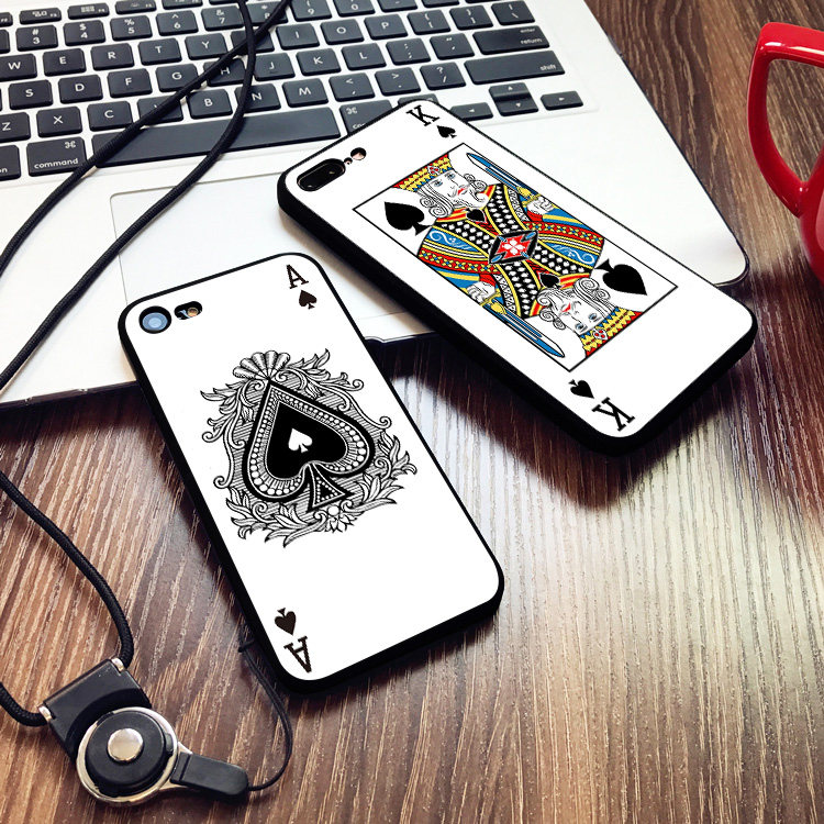 扑克牌黑桃a适用14max手机壳8plus磨砂iphone12硅胶13全包11黑桃k