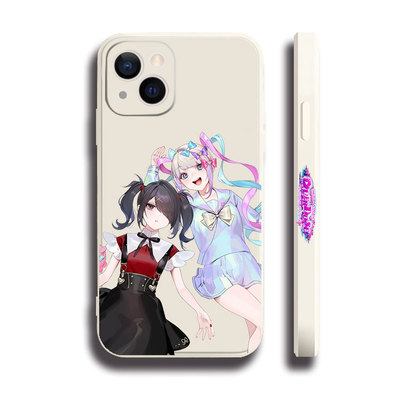 主播女孩重度依赖黑白侧边11手机壳16适用iphone13PRO苹果15maxr红米K70一加ace3小米14液态IQOO12硅胶VIVO软