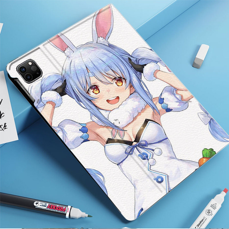 兔田佩克拉虚拟主播平板皮套适用ipad10保护壳pro13全包mini6软air56蚕丝纹10.9寸华为10.2笔槽11.5s小米三