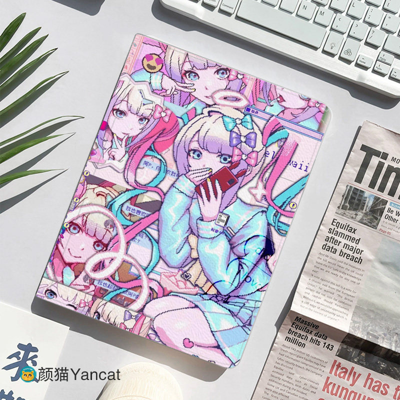 主播女孩重度依赖平板壳iPad2025保护套适用air5超天酱苹果华为MatePad11荣耀糖糖带笔槽款mini6小米oppo防摔