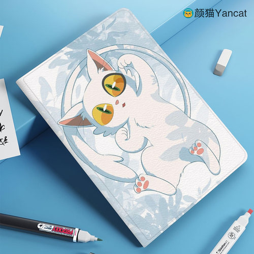 铃芽之旅白猫可爱平板皮套11适用ipad789保护壳pro10.5全包mini6软air2345蚕丝纹9.7寸华为12.9寸matepad小米