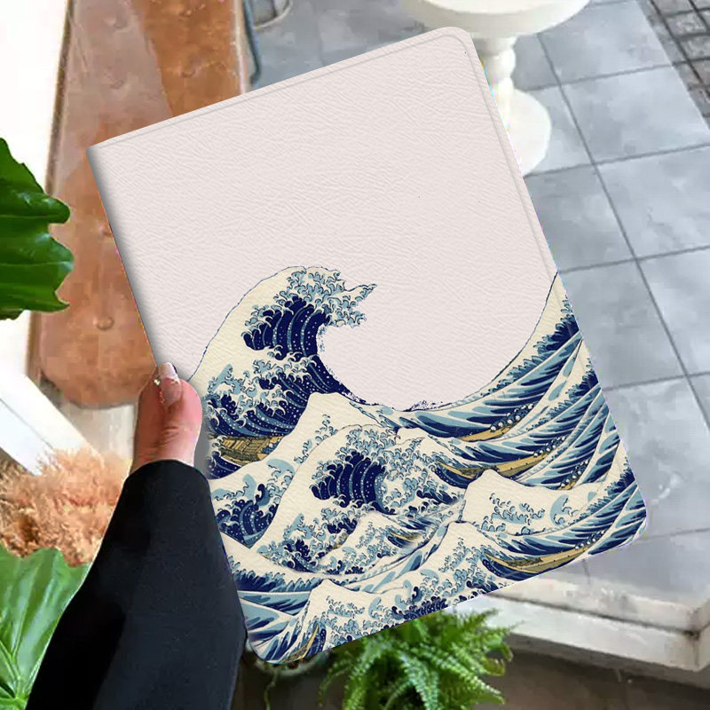 神奈川冲浪里日和风浮世绘平板皮套适用ipad10保护壳pro13全包mini6软air56蚕丝纹10.9寸华为10.2笔槽11.5s