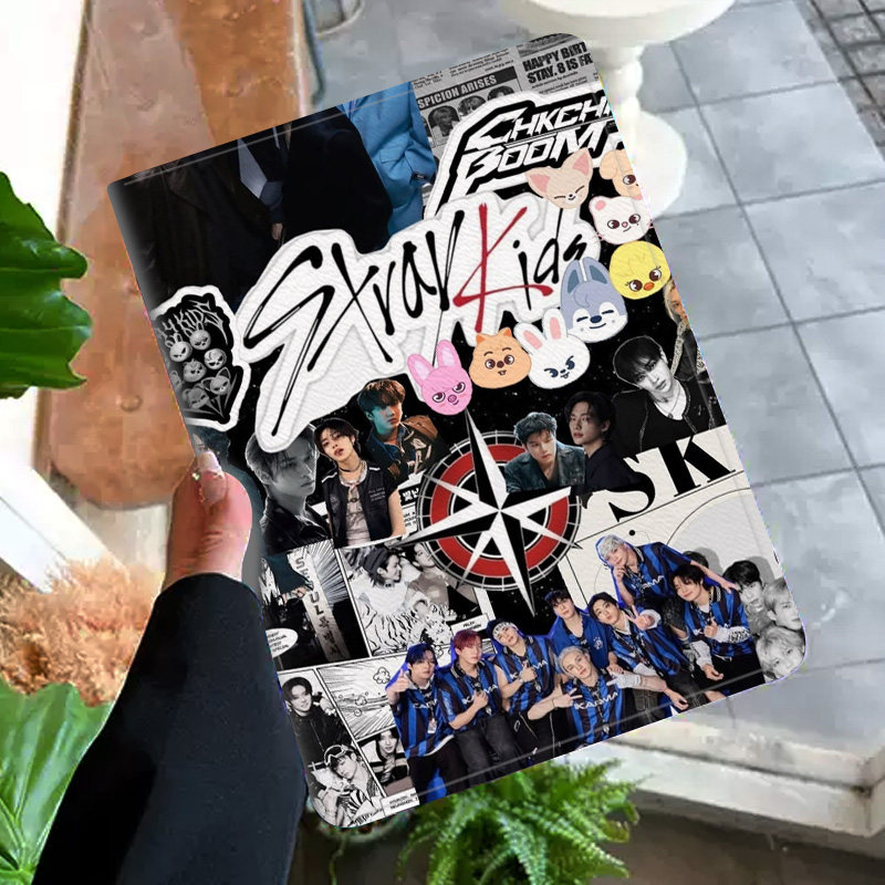 韩国男团 Stray Kids 偶像 酷帅平板皮套适用ipad10保护壳pro13全包mini6软air56蚕丝纹10.9寸华为10.2笔槽