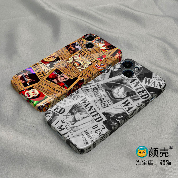 海贼王 路飞 通缉令菲林光面手机壳适用苹果iPhone 11 12 13 14 15 PRO MAX XS XR 6 7 8华为MATE60PRO玻璃10