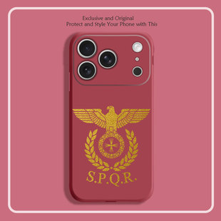 罗马帝国鹰权杖旗帜标志SPQR8色液态硅胶12手机壳11适用14苹果15 16 17PROMAX红米K90全包软VIVO小米13挂绳