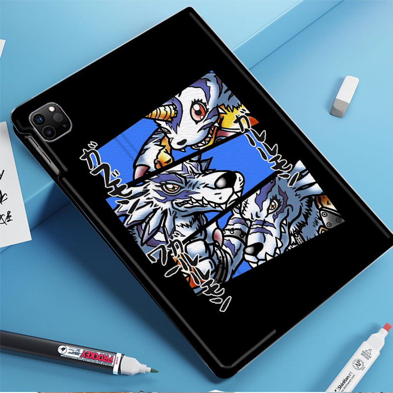 数码宝贝加布兽动漫周边平板皮套适用ipad10保护壳pro13全包mini6软air56蚕丝纹10.9寸华为10.2笔槽11.5s小