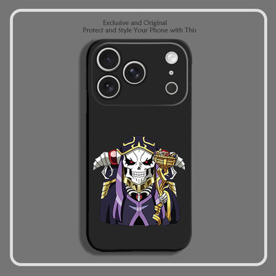 Overlord动漫周边骨王q版8色液态硅胶12手机壳11适用14苹果15 16 17PROMAX红米K90全包软VIVO小米13挂绳