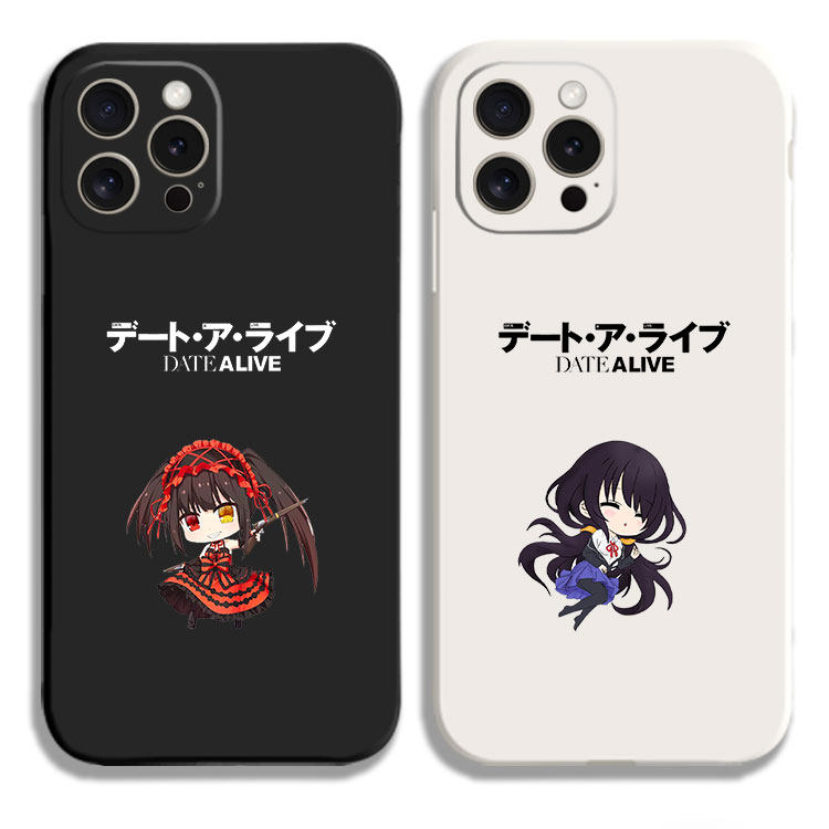 约会大作战 时崎狂三 q版 黑白侧边11手机壳12适用iphone13PRO苹果15maxr红米K70一加ace2小米14液态硅胶全包