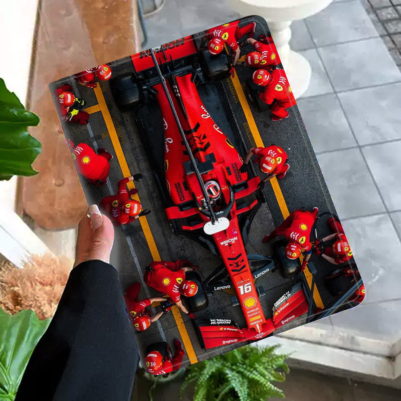 F1 赛车 跑车 竞技平板皮套适用ipad10保护壳pro13全包mini6软air56蚕丝纹10.9寸华为10.2笔槽11.5s小米