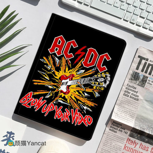 ACDC摇滚乐队周边平板皮套11适用ipad789保护壳pro10.5全包mini6软air234567蚕丝纹9.7寸华为matepad10.8笔槽