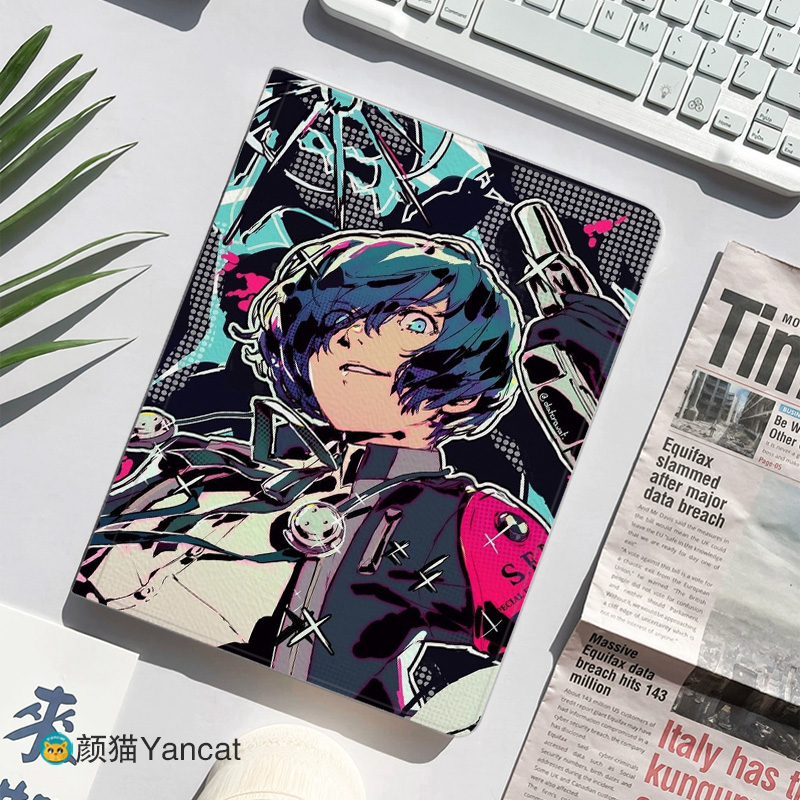 P3女神异闻录鬼太郎平板皮套11适用ipad10保护壳pro13全包mini6软air56蚕丝纹10.9寸华为matepad笔槽11.5小米