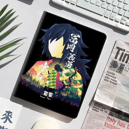 鬼灭之刃 富冈义勇 水柱平板皮套适用ipad10保护壳pro13全包mini6软air56蚕丝纹10.9寸华为10.2笔槽11.5s
