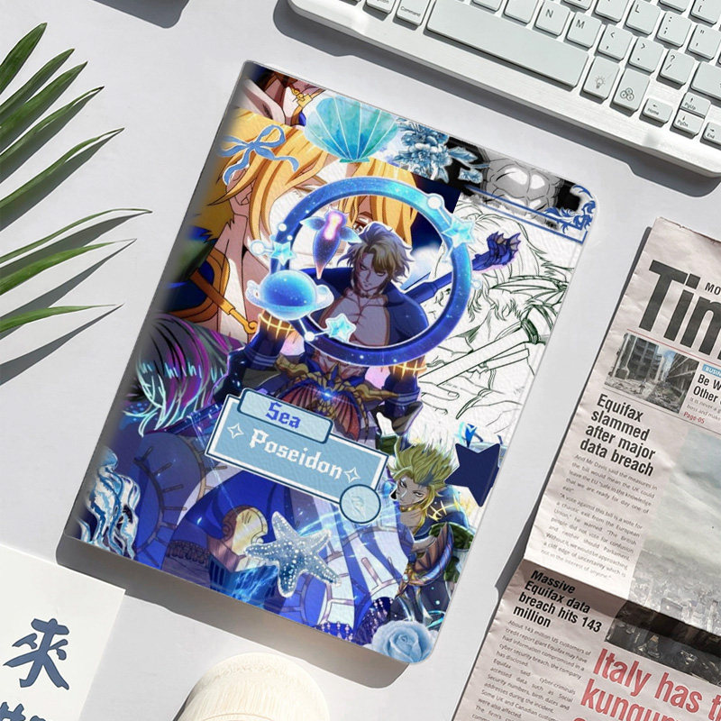 终末的女武神 波塞冬 动漫 海神平板皮套适用ipad10保护壳pro13全包mini6软air56蚕丝纹10.9寸华为10.2笔槽