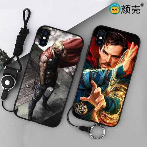 雷神奇异博士6s适用XSMAX手机壳8plus全包边iphone7软壳5SE挂绳XR