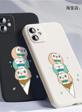 宠物小精灵木木枭动漫周边8色液态硅胶12手机壳11适用14苹果15 16 17PROMAX红米K90全包软VIVO小米13挂绳