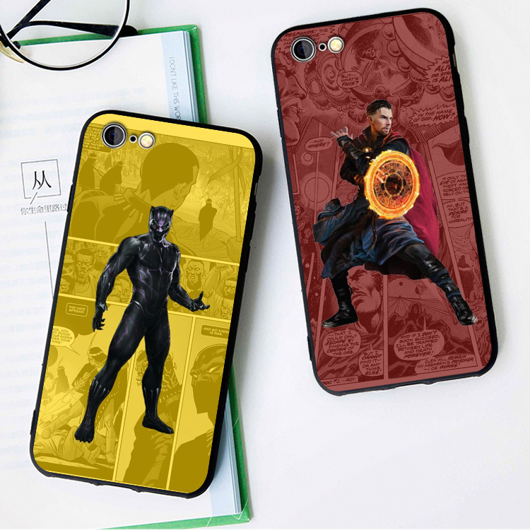 黑豹奇异博士适用于8手机壳XS MAX苹果6s挂绳5s磨砂7PLUS硅胶软套