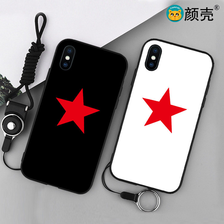 简约五角星标志手机壳适用6s苹果XSMAX 78plus磨砂iphone11软壳6p