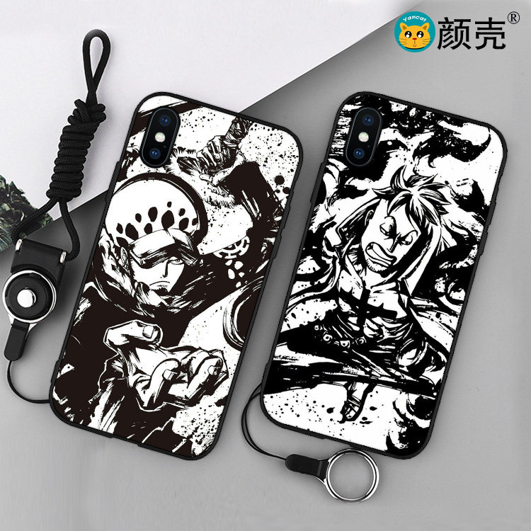 海贼王/马尔科/罗6s适用x手机壳8plus磨砂iphone11防摔软壳7挂绳6