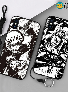 海贼王/马尔科/罗6s适用x手机壳8plus磨砂iphone11防摔软壳7挂绳6
