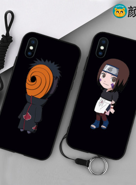 火影忍者/带土/琳6s适用x手机壳8plus磨砂iphone11软壳7挂绳6黑色