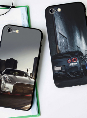 GTR跑车同款6s适用x手机壳8plus磨砂iphone11软壳7挂绳黑色全包边