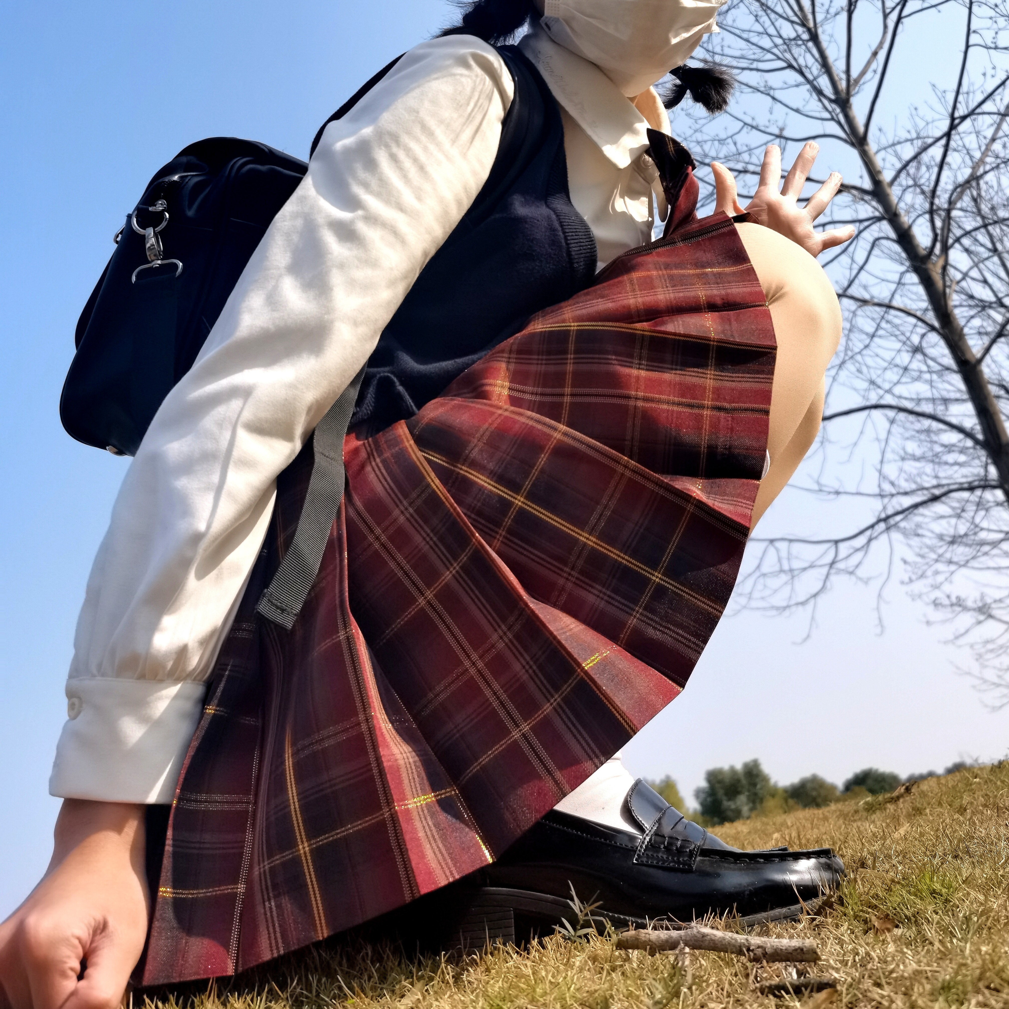 巴黎黄昏原创法式微胖大码jk格裙套装气质半身百褶裙猫之物语正版