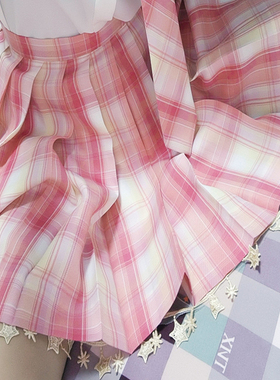 猫之物语原创粉橙色JK格裙显白百搭款百褶裙学生短裙半身裙有口袋