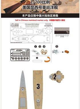 猎人 W70063 1/700 美国重巡洋舰 昆西 配号手05748