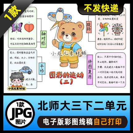 1322【北师大】三年级数学下册第二单元图形的运动二思维导图