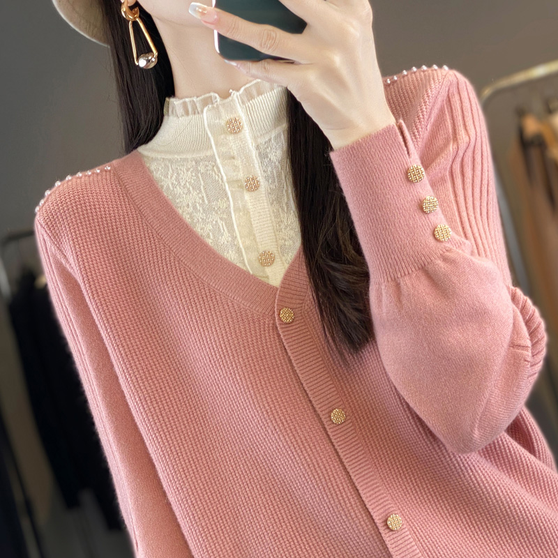 春竹蕾丝羊毛打底衫女大码毛衣