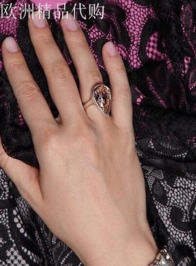 西班牙小众潮牌UNOde50 水滴水晶戒指手工欧美轻奢镀银不过敏