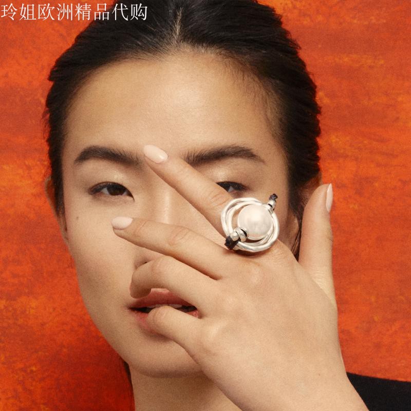 国/现经典款西班牙轻奢小众UNOde50 大珍珠戒指手工镀银个性黑白