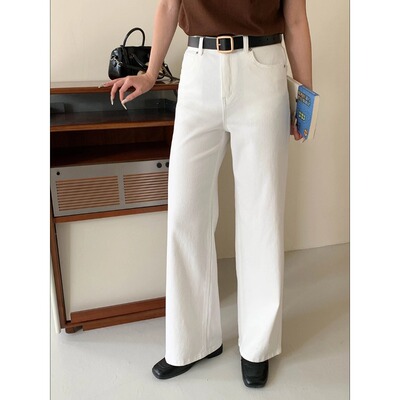 3th Morning 早春新款 时髦通勤感高腰显瘦直筒牛仔裤ZY3925